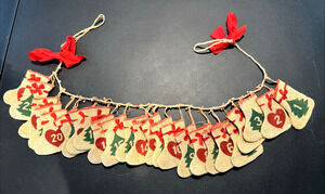 Christmas Advent Calendar 24 Days Burlap Hanging Stockings Farm Country Vintage